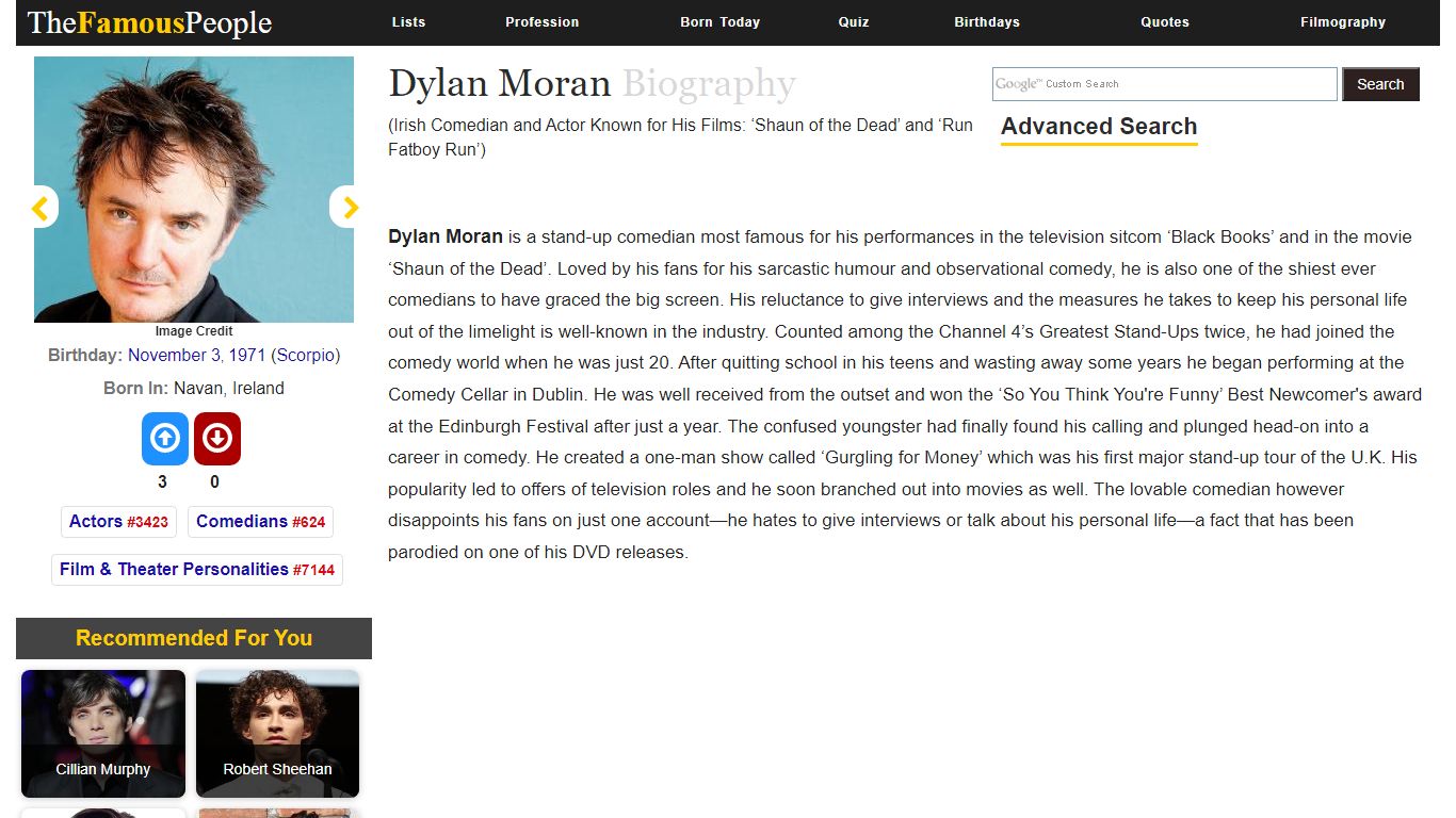 Dylan Moran Biography - Facts, Childhood, Family Life & Achievements